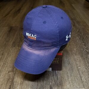 Under Armour MAC Tennis Hat Navy Blue Orange White UA Free Fit Adj Strap Dad Cap